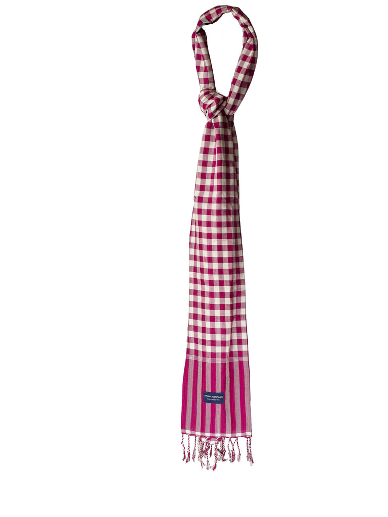 Le Grand Krama Campagnard Rose Fushia