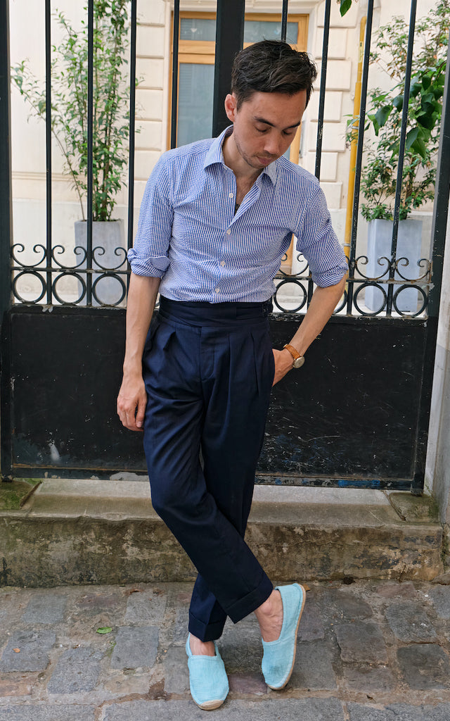 Les espadrilles Naturelles Cyan dans leur grand écrin naturel en feuille de palmier