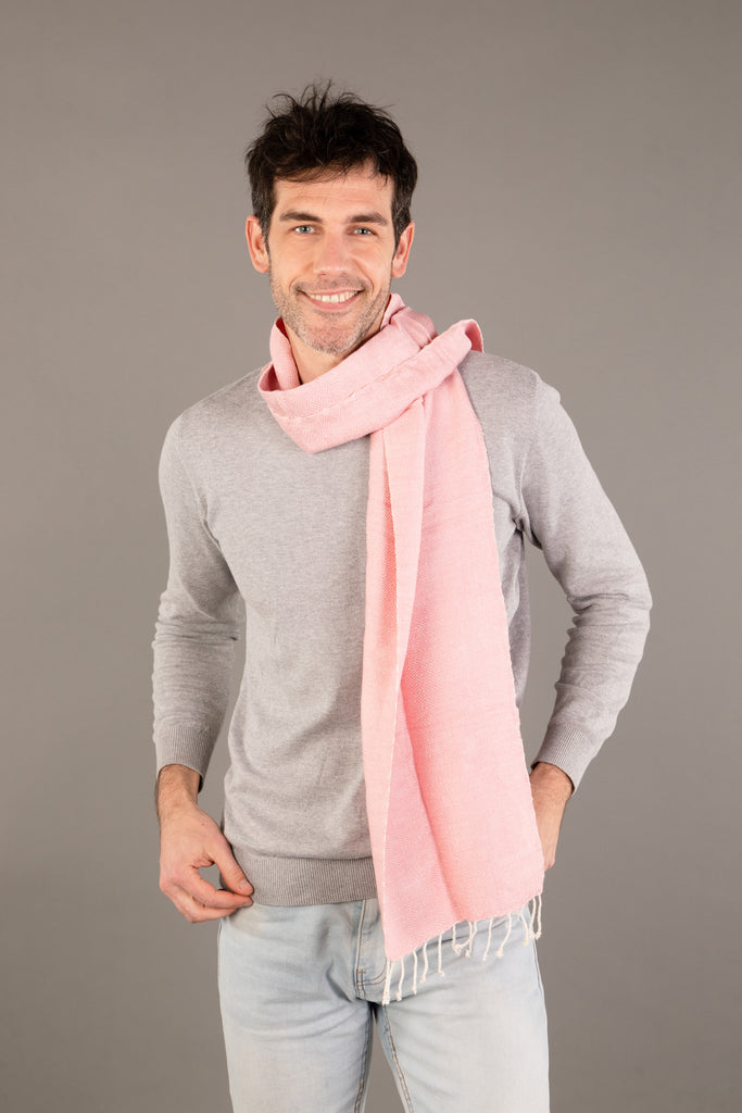 Le Krama Chaud Rose Clair dans son écrin en feuille de palmier - Homme