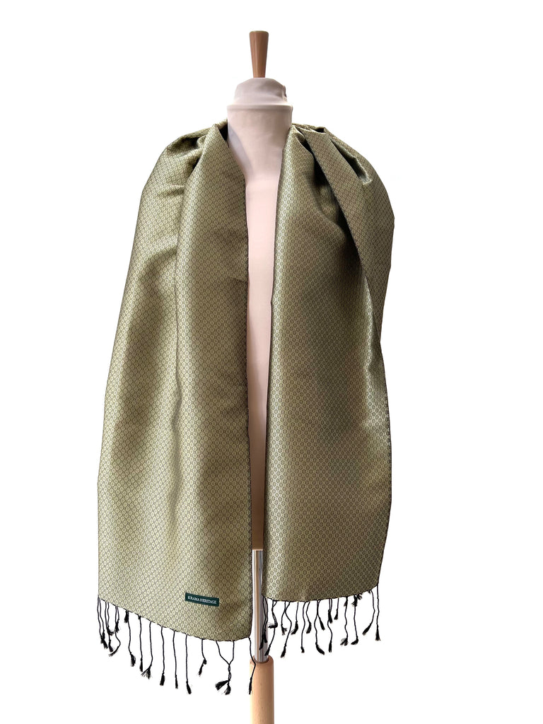 Le Krama Jasmin Emeraude dans son écrin en feuille de palmier - Femme