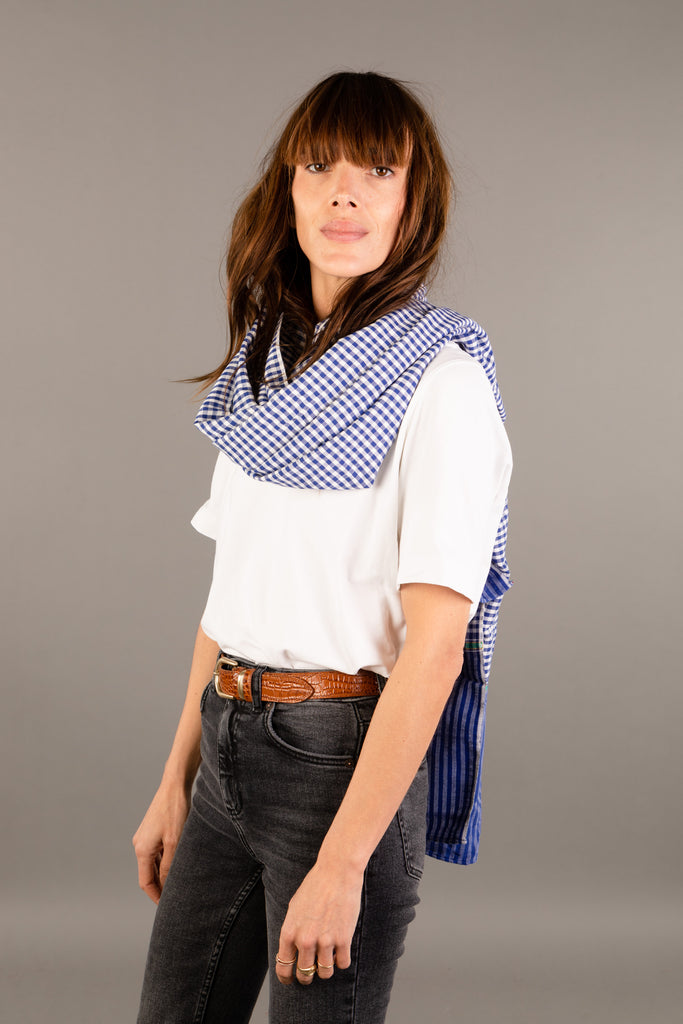 Le Krama Origine Ciel 3 Tours dans son écrin en feuille de palmier - Femme