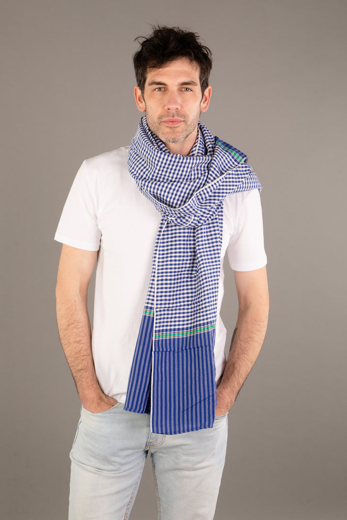 Le Krama Origine Ciel 3 Tours dans son écrin en feuille de palmier - Homme