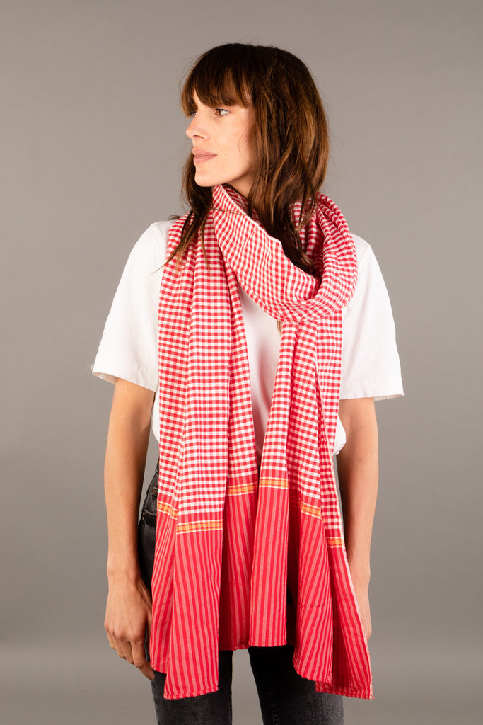 Le Krama Origine Coquelicot 3 Tours dans son écrin en feuille de palmier - Femme