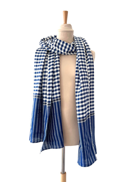 Le Krama Pop Bleu 3 Tours dans son écrin en feuille de palmier - Femme