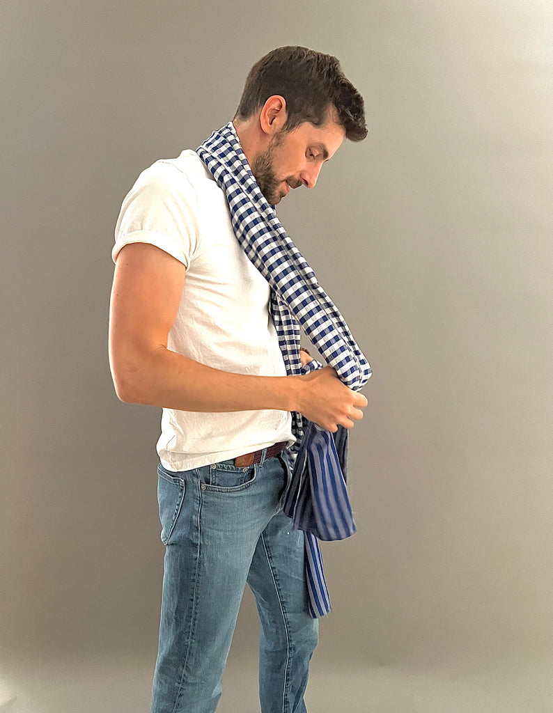 Le Krama Pop Bleu 3 Tours dans son écrin en feuille de palmier - Homme