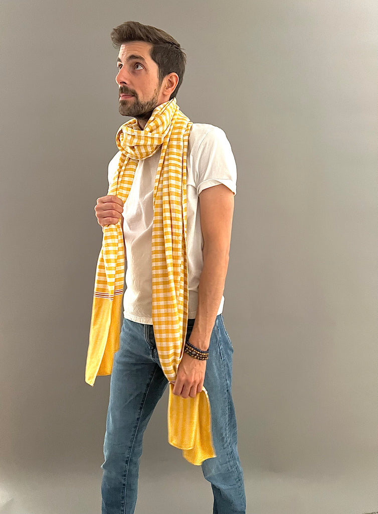 Le Krama Pop Jaune 3 Tours dans son écrin en feuille de palmier - Homme