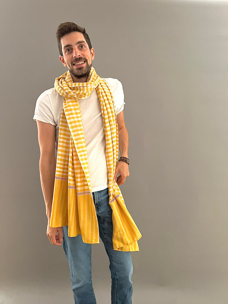 Le Krama Pop Jaune 3 Tours dans son écrin en feuille de palmier - Homme