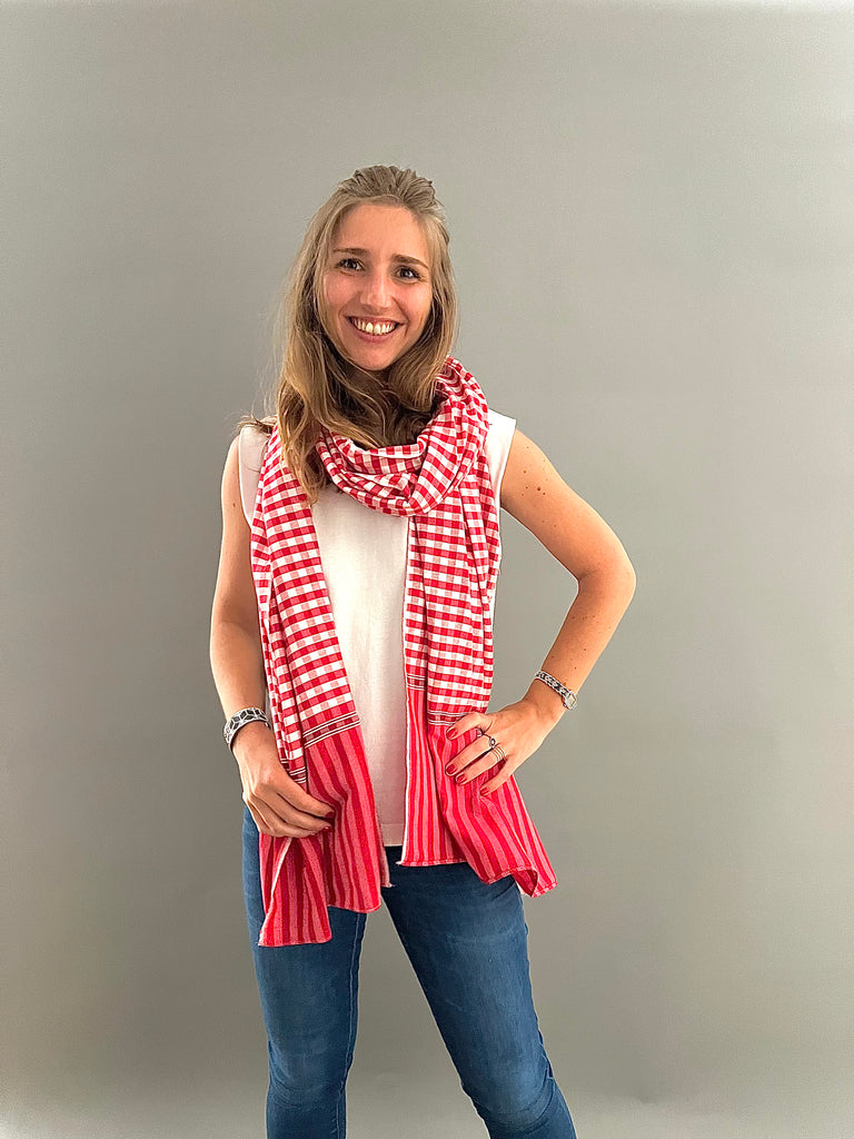 Le Krama Pop Rouge 3 Tours dans son écrin en feuille de palmier - Femme