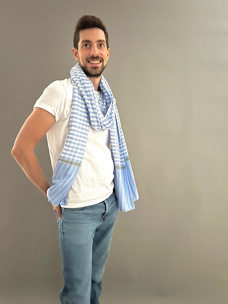 Le Krama Pop Turquoise 3 Tours dans son écrin en feuille de palmier - Homme