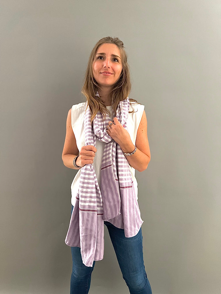 Le Krama Pop Violet 3 Tours dans son écrin en feuille de palmier - Femme