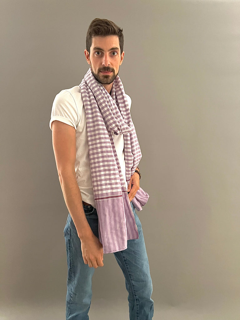 Le Krama Pop Violet 3 Tours dans son écrin en feuille de palmier - Homme