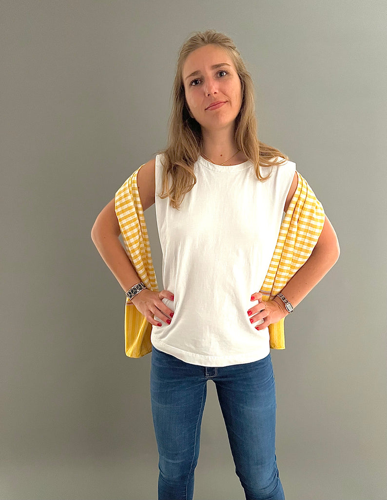 Le Krama Pop Jaune dans son écrin en feuille de palmier - Femme