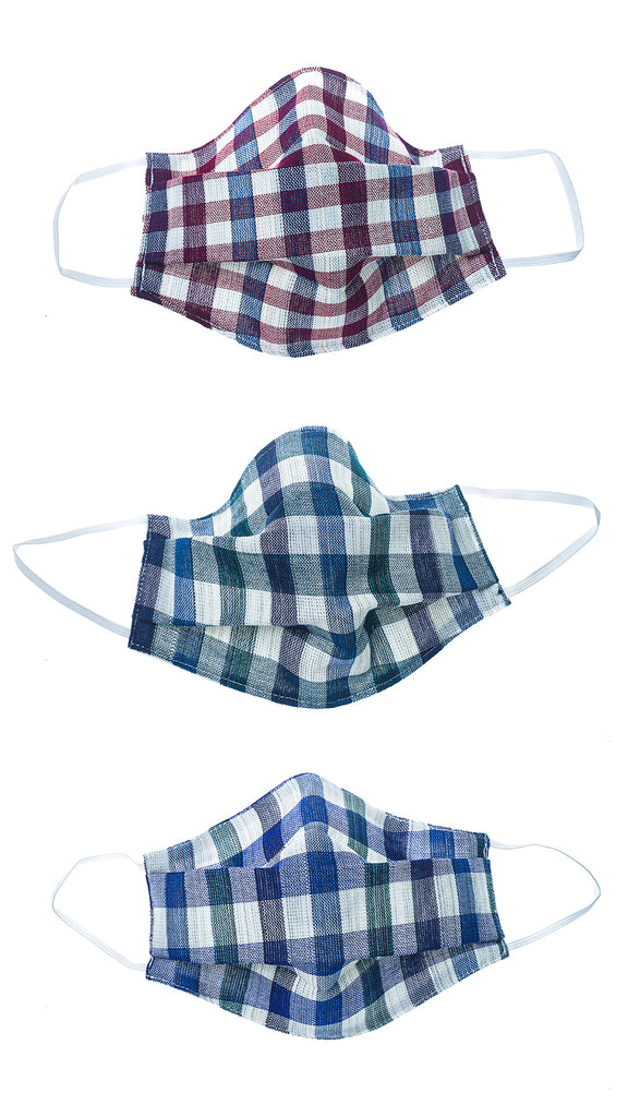 Taille Enfants - Lot de 5 Kramasks - Collection Grands Carreaux Bandes Alternées