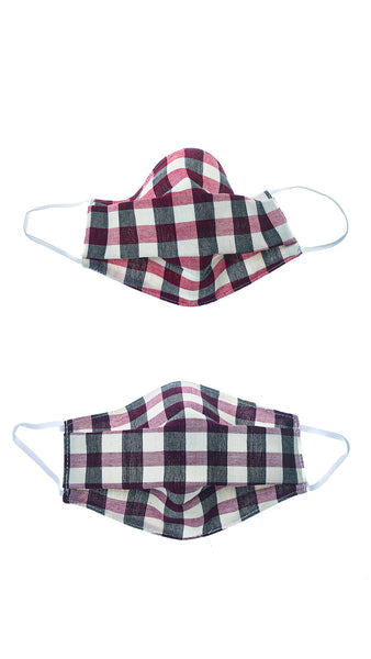 Lot de 10 masques solidaires pour La Croix Rouge Collection Grands Carreaux Bandes Noires / 5 pour mes proches, 5 pour La Croix Rouge